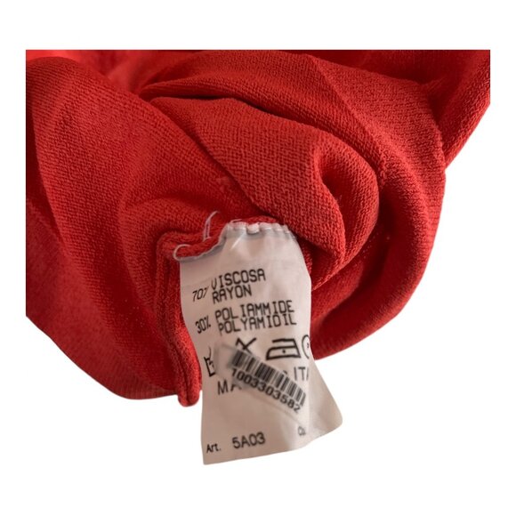 Wood Made in Italy Women’s Orange-Red Knit Top – ¾ Sleeve Rayon Blend Pullover – - Picture 3 of 5